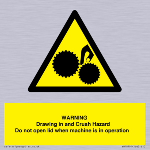 Warning Drawing in and Crush Hazard